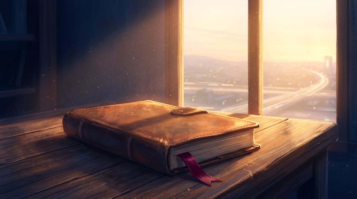 Watercolor of a closed techo with a bookmark ribbon